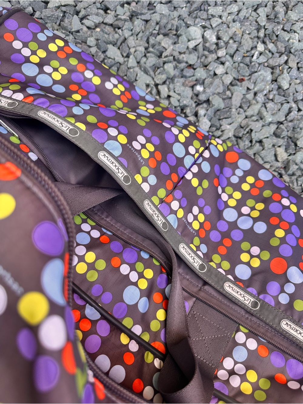 LeSportsac Colorful Polka Dot Weekender Duffel Bag w/wheels and handle